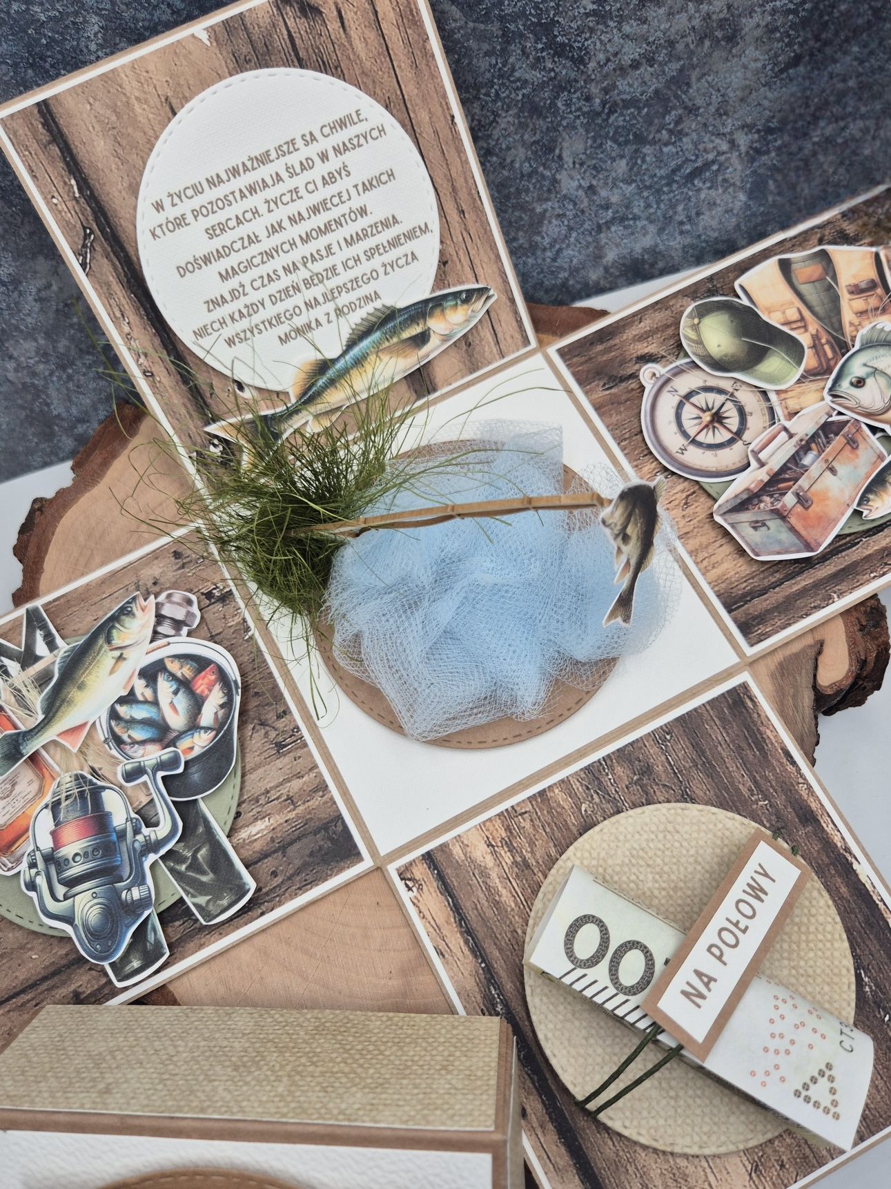 Exploding box super prezent wędkarz urodziny DOWOLNA LICZBA