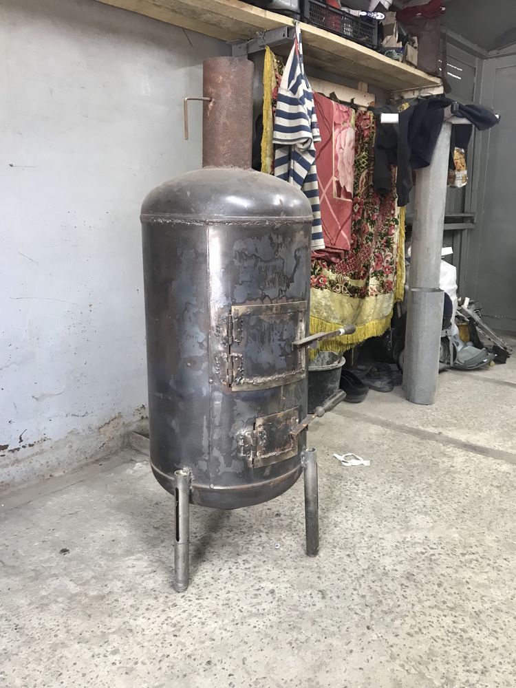 Буржуйка печка в гараж 80 литров балон