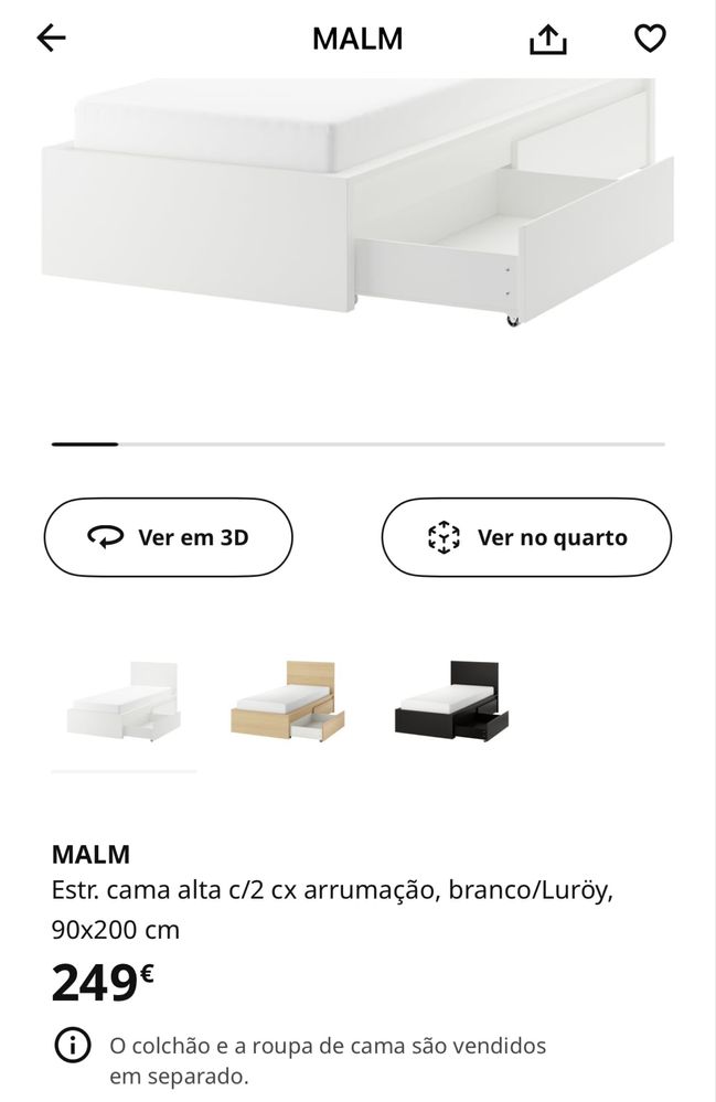 Cama de Solteiro MALM IKEA