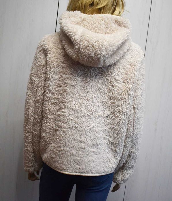 Bluza 34 XS zasuwana ciepła pluszowa z kapturem oversize ocieplana
