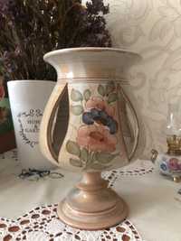 Большая ваза-подсвечник Прованс с ручной росписью
