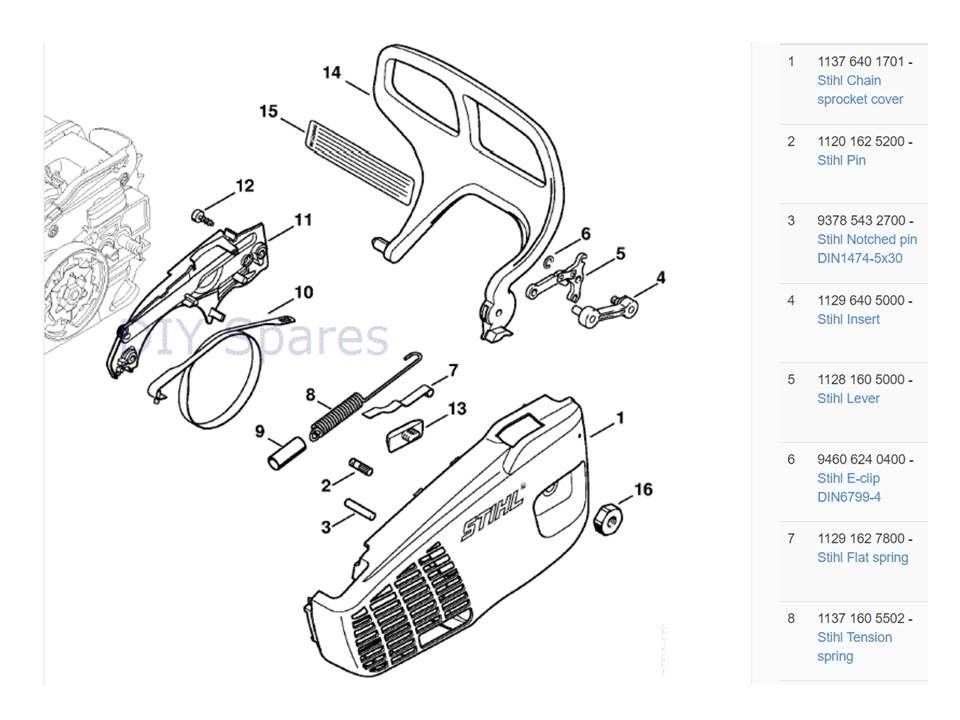 Peças da motosserra Stihl ms 192 T