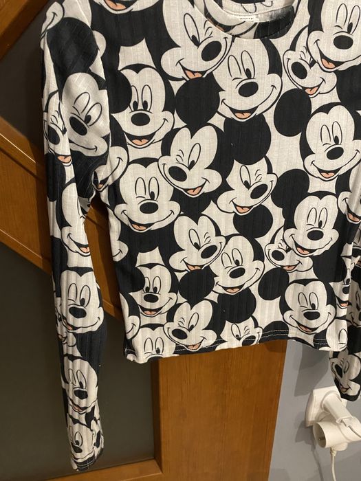bluzka koszulka bluza myszka miki mini mouse bialy czarny disney