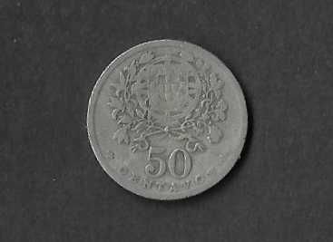 Moeda circulada de 50 centavos. Portugal 1935