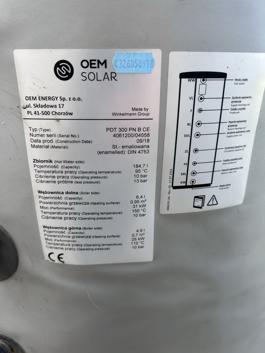 Sprzedam bufor ciepłej wody do solarow 184,7 L