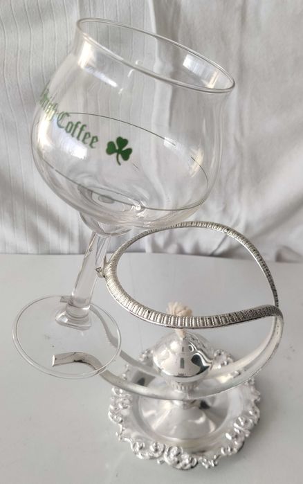 Copo para Irish Coffee c/ suporte metal casquinha