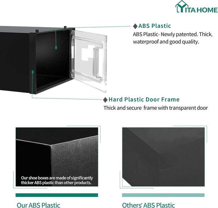 M2370. Pudełka na buty YITAHOME 25 x 18 x 35 cm CZARNY12 sztuk