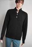 Sweter wełniany S dzianinowy wełna 80% ciepły zimowy elegancki czarny