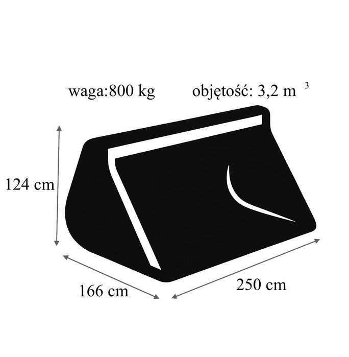 Łyżka objętościowa 3.2 m3, 250 cm lemiesz Hardox, Manitou, JCB i inne