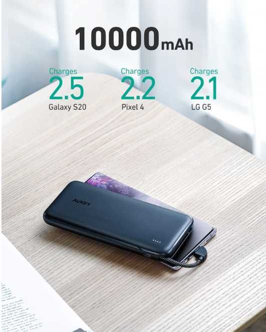 Wyjątkowo smukły POWER BANK AUKEY PB-N73C elastyczny przewód OKAZJA