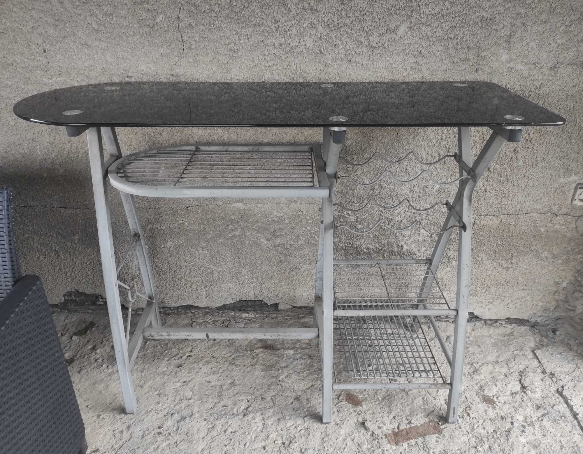 Bar barek do domu ogrodu na taras balkon blat z czarnego szkła