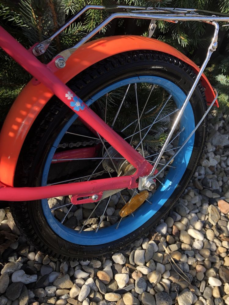 rowerek dziecięcy 116 Lupano Susie różowy niebieski w kwiaty 4/5 lat