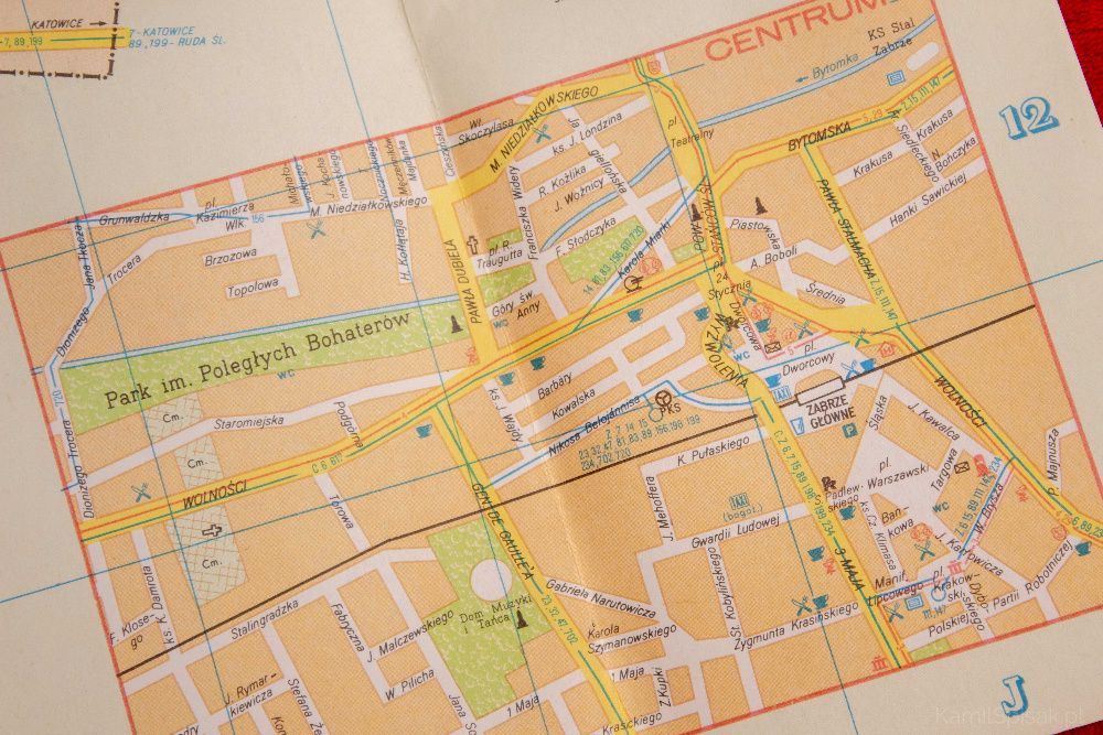 Mapa plan miasta Zabrze 1985