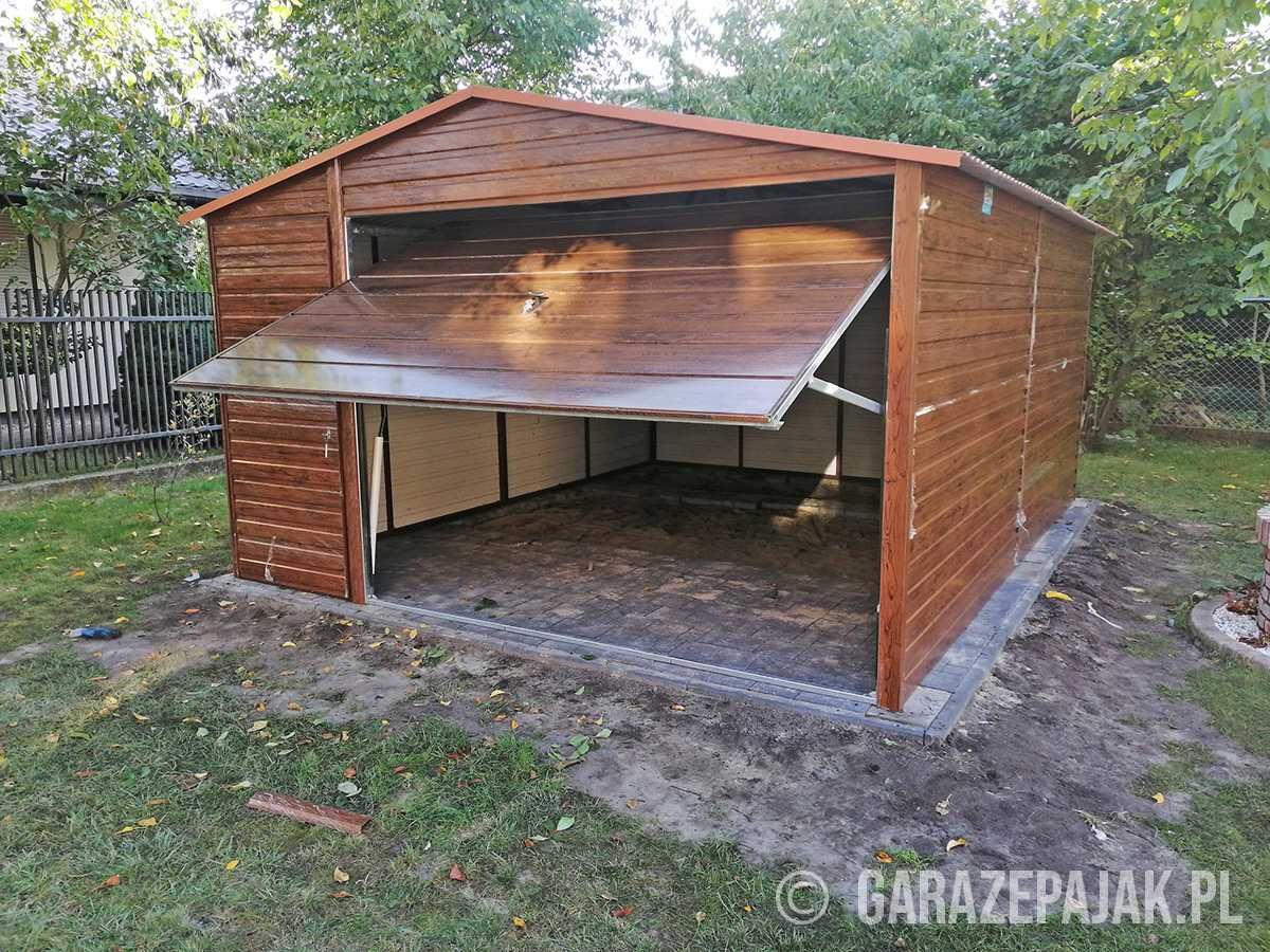 Garaż blaszany 6x6 drewnopodobny garaże blaszane konstrukcja profil