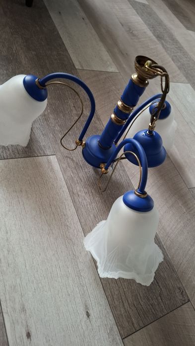 Żyrandol niebieski 3 klosze