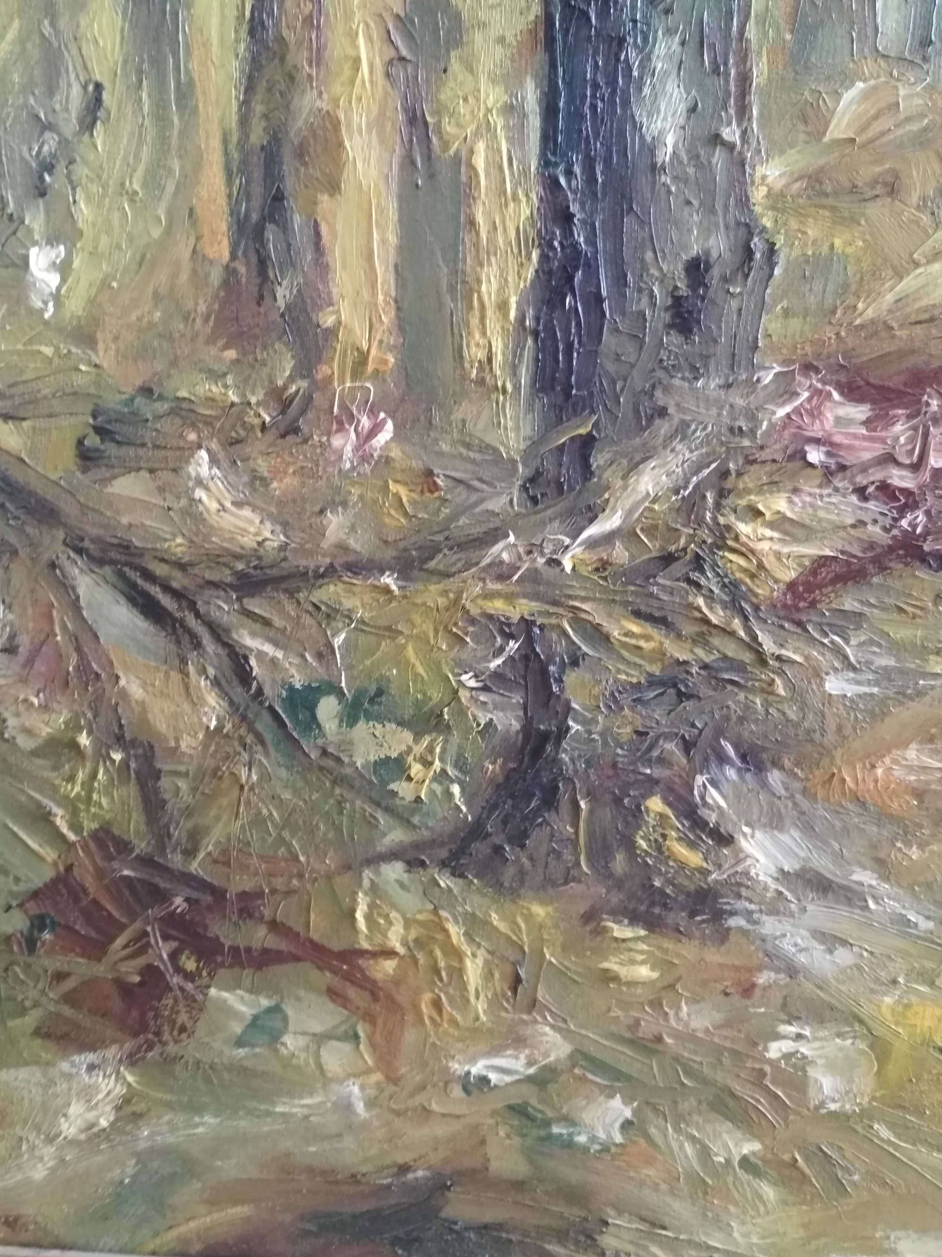 Pejzaż - obraz olejny na płótnie - las - sygnowany