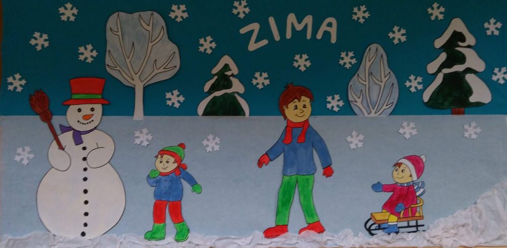 Zimowa dekoracja na gazetkę szkolną
