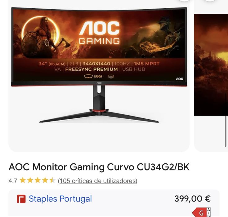 Monito game 180 hz como novo dois mes de uso