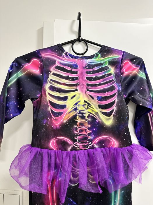 Strój przebranie kościotrup halloween ze spodniczką dla dziewczynki