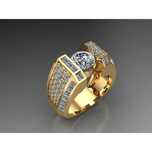 Złoty sygnet z brylantem 1.25ct oraz 80 diamentów