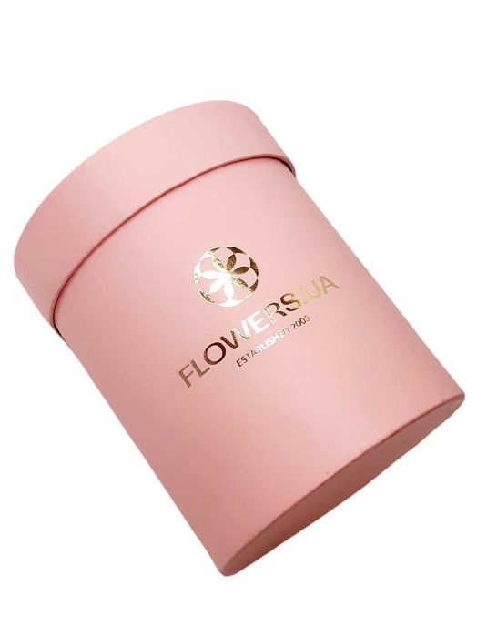 15.5-12.5 см Подарочная коробка цилиндр Flowers, пудровая, как новая