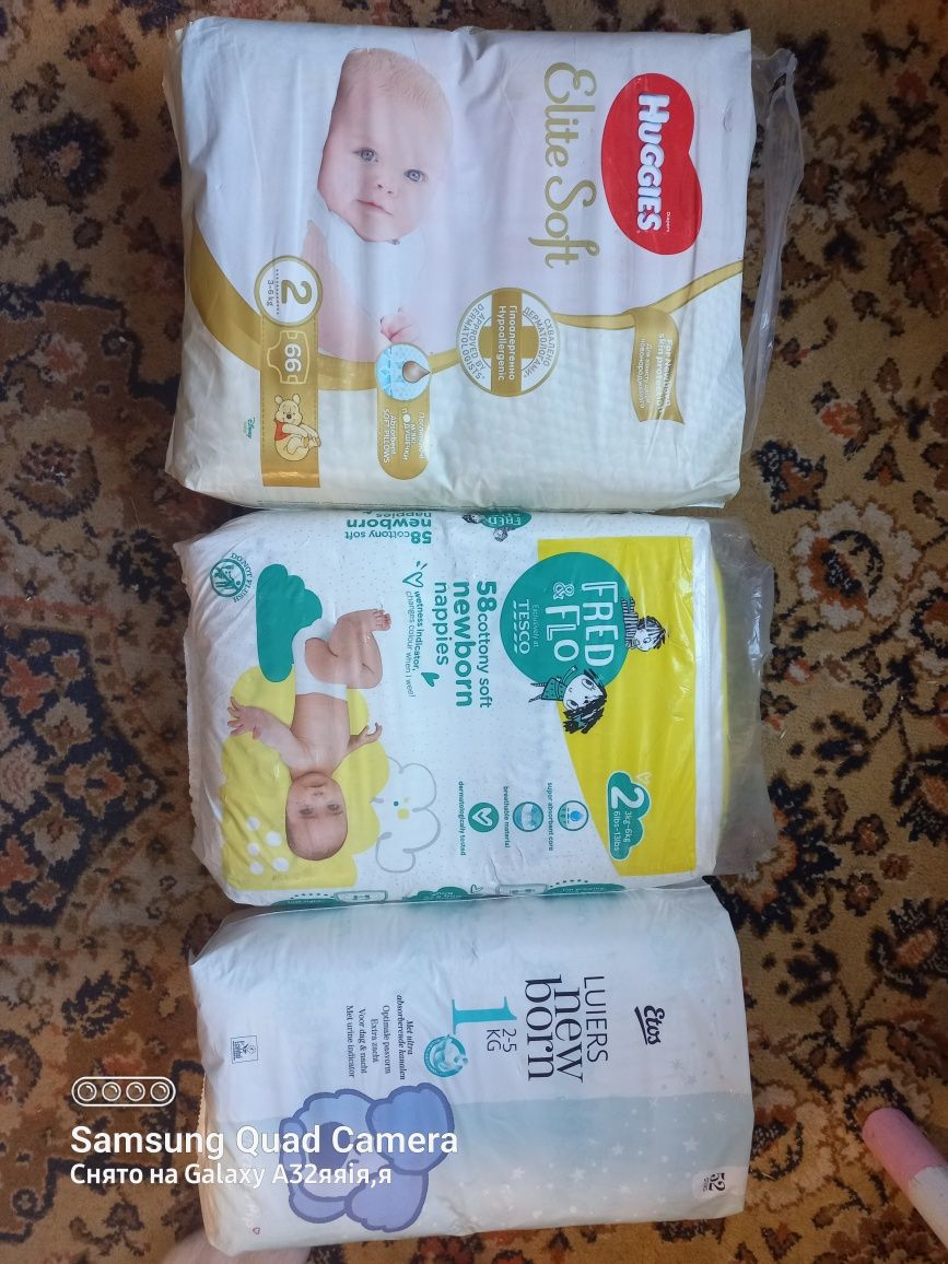 Продам памперси, підгузки. Huggies  2, fred&flo 2, Etos 1