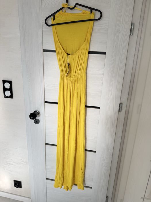 Żółta maxi długa sukienka nowa z metkami Boohoo letnia wakacyjna S/36