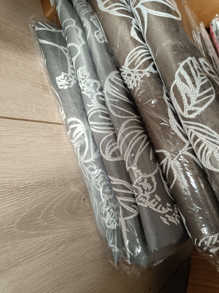 Nowe piękne zasłony na taśmie 250cm długość beż brąz szare