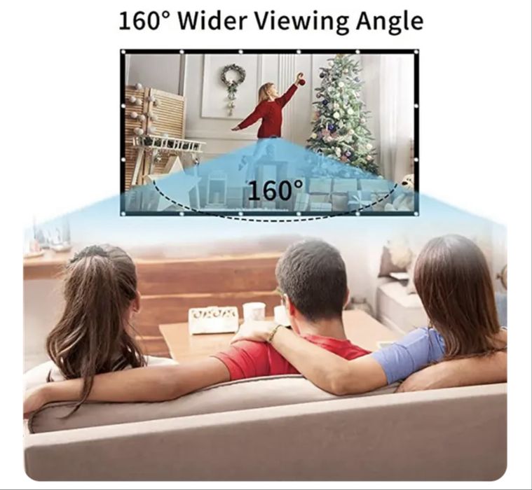 Білий світловідбивний проекційний екран 120 дюймів з люверсами