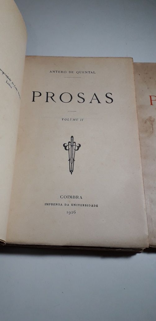 Prosas - Antero de Quental (Volumes I, II e III) 1ª edição, Completo