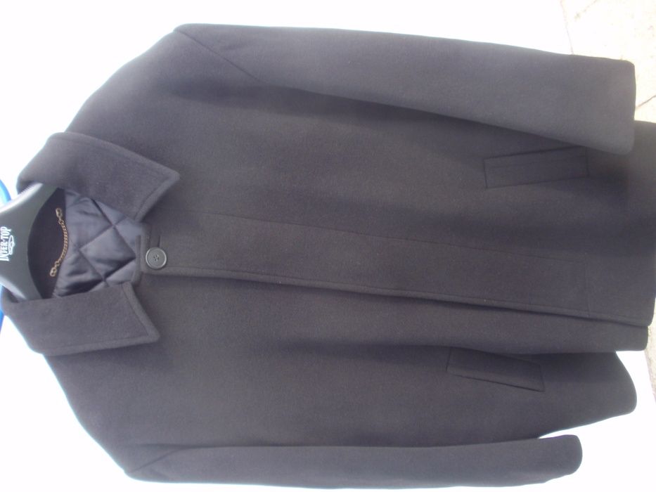 Płaszcz męski wełna kaszmir L/XL ocieplany czarny elegancki