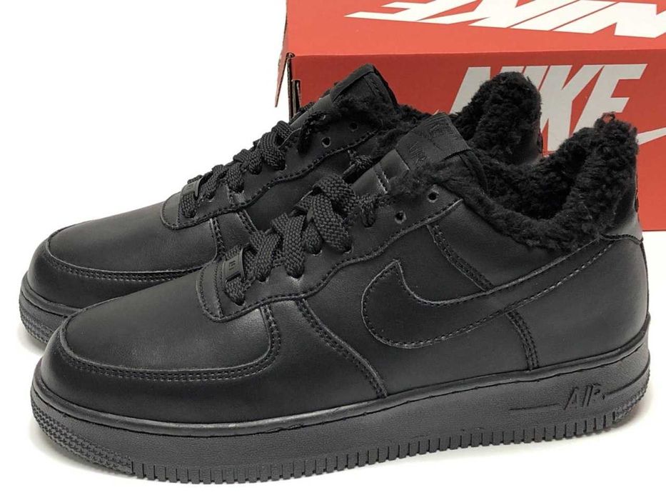 Мужские зимние кроссовки на меху Nike Air Force Winter "Black"