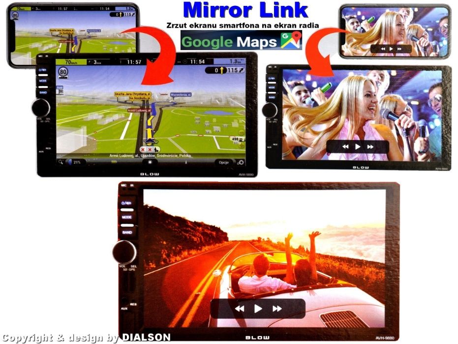 Radio Samochodowe BLOW 2DIN USB 7 Nawigacja GPS do IGO MAPY EUROPY PL