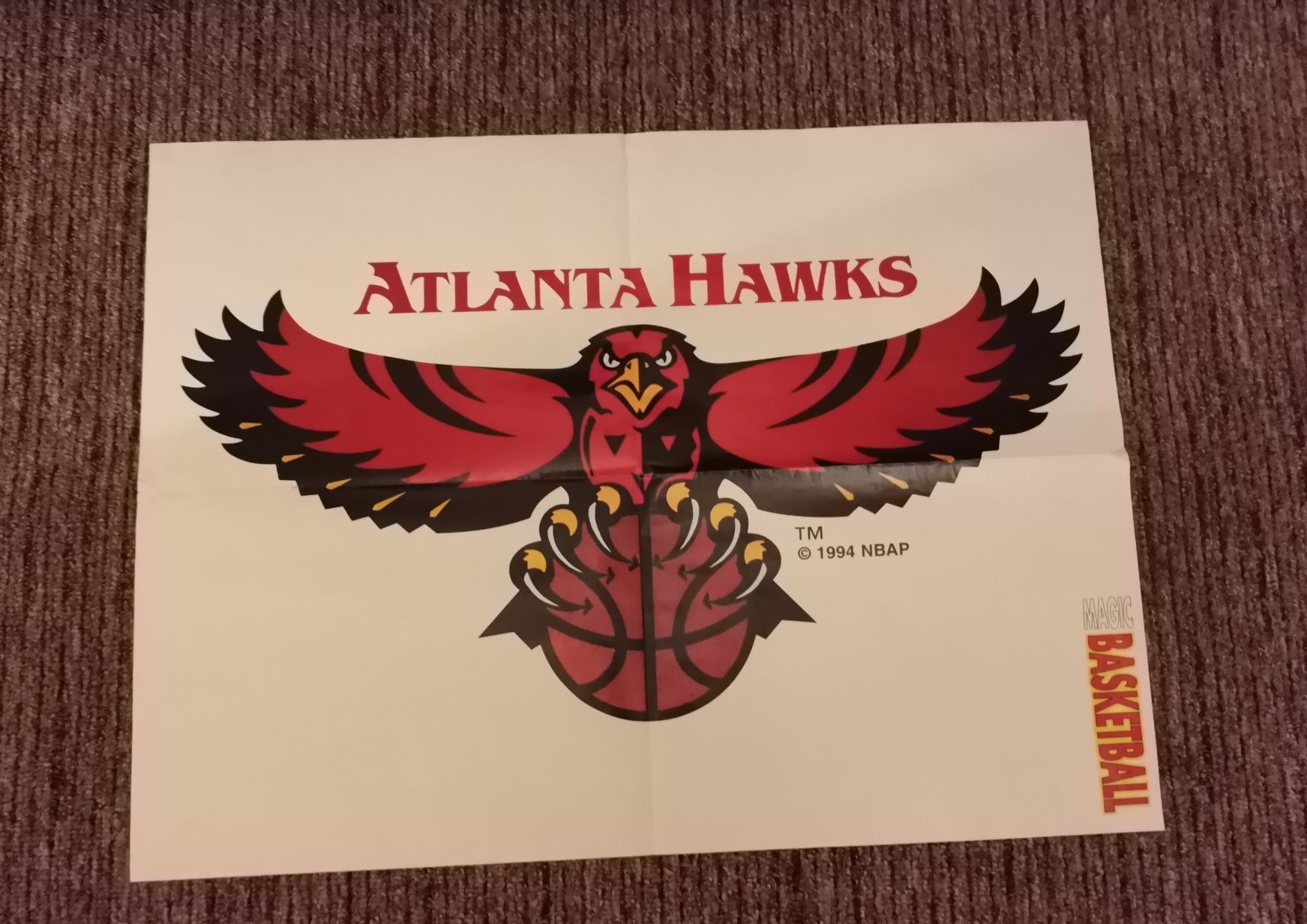 Plakat sportowy koszykarski duży dwustronny Atlanta Hawks NBA