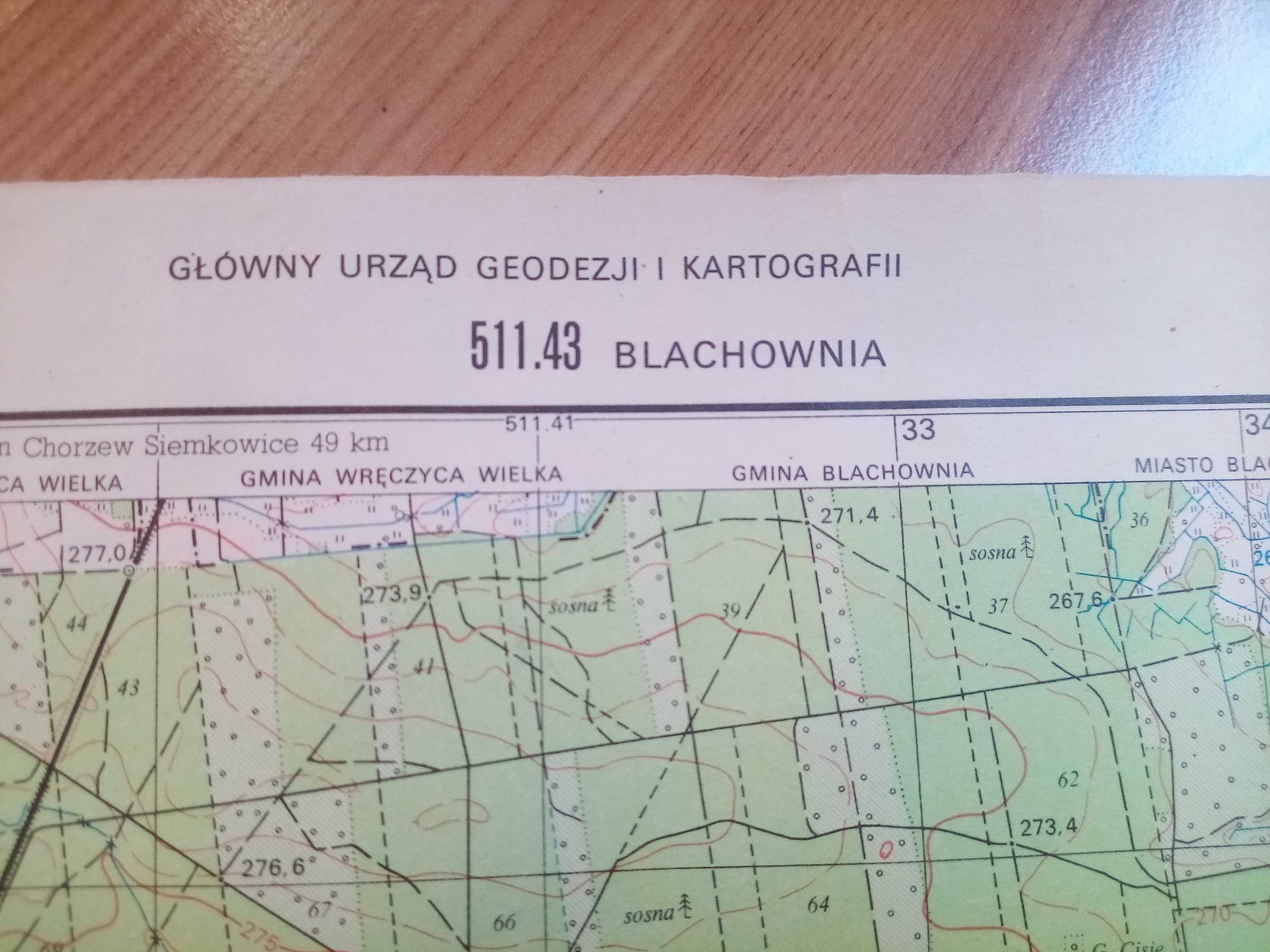 Mapa topograficzna Blachownia k. Częstochowy, wojskowa