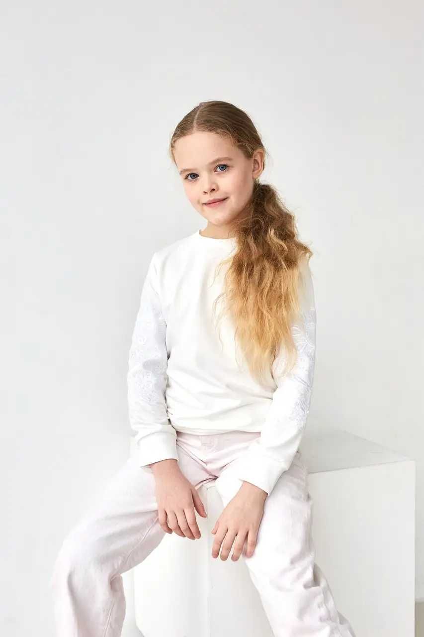 Bluza z haftem biała na białym dla dziewczynki r.140 przepiękna!