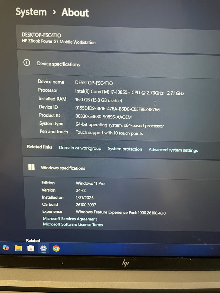 Sprzedam HP ZBook Power G7. Intel i7 2.70GHz, 16RAM, 1Tb SSD