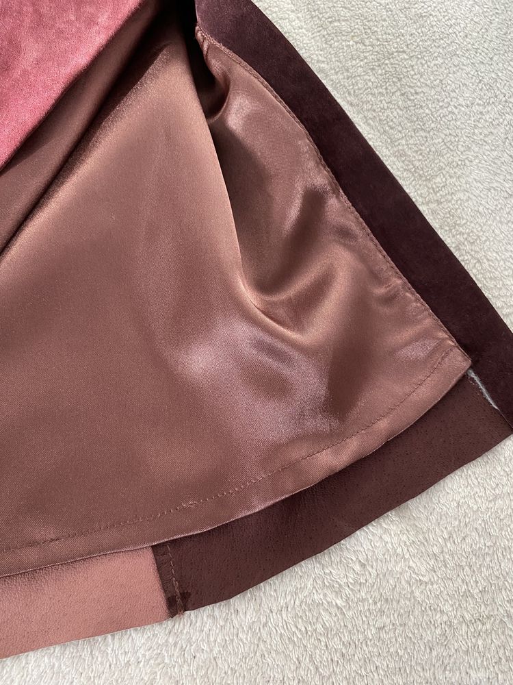 Skórzana spodnica midi skóra naturalna prawdziwy zamsz vintage