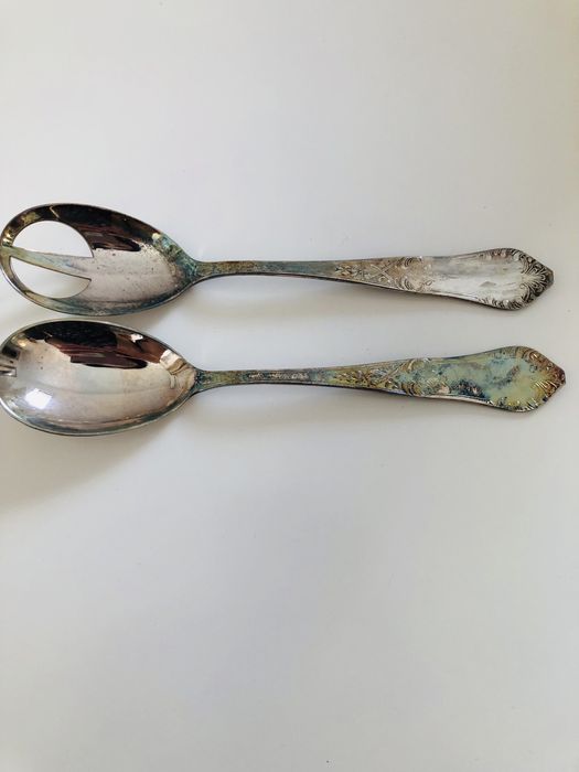 Hefra duże Sztuće posrebrzane komplet do salatki łyżki antyk