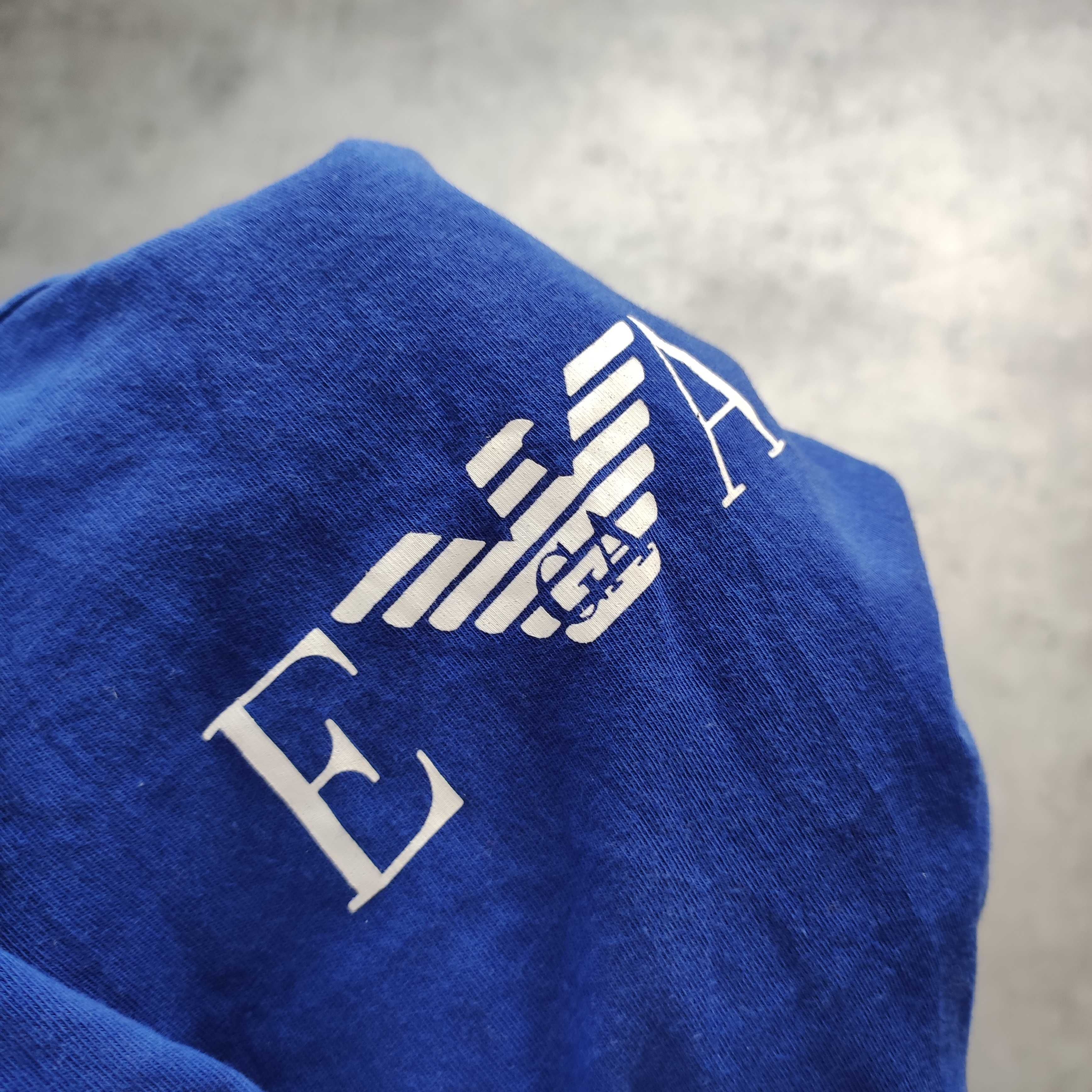MĘSKA PREMIUM Koszulka Granat Logo Elastyczna Emporio Armani Ea7