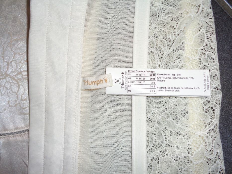 nowy TRIUMPH Divine Essence Corsage kremowy ivory gorset z pasami 75B