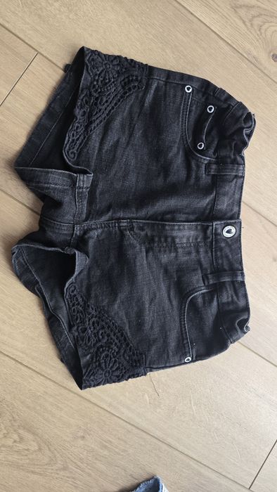 Szorty krótkie spodenki jeansowe czarne 140