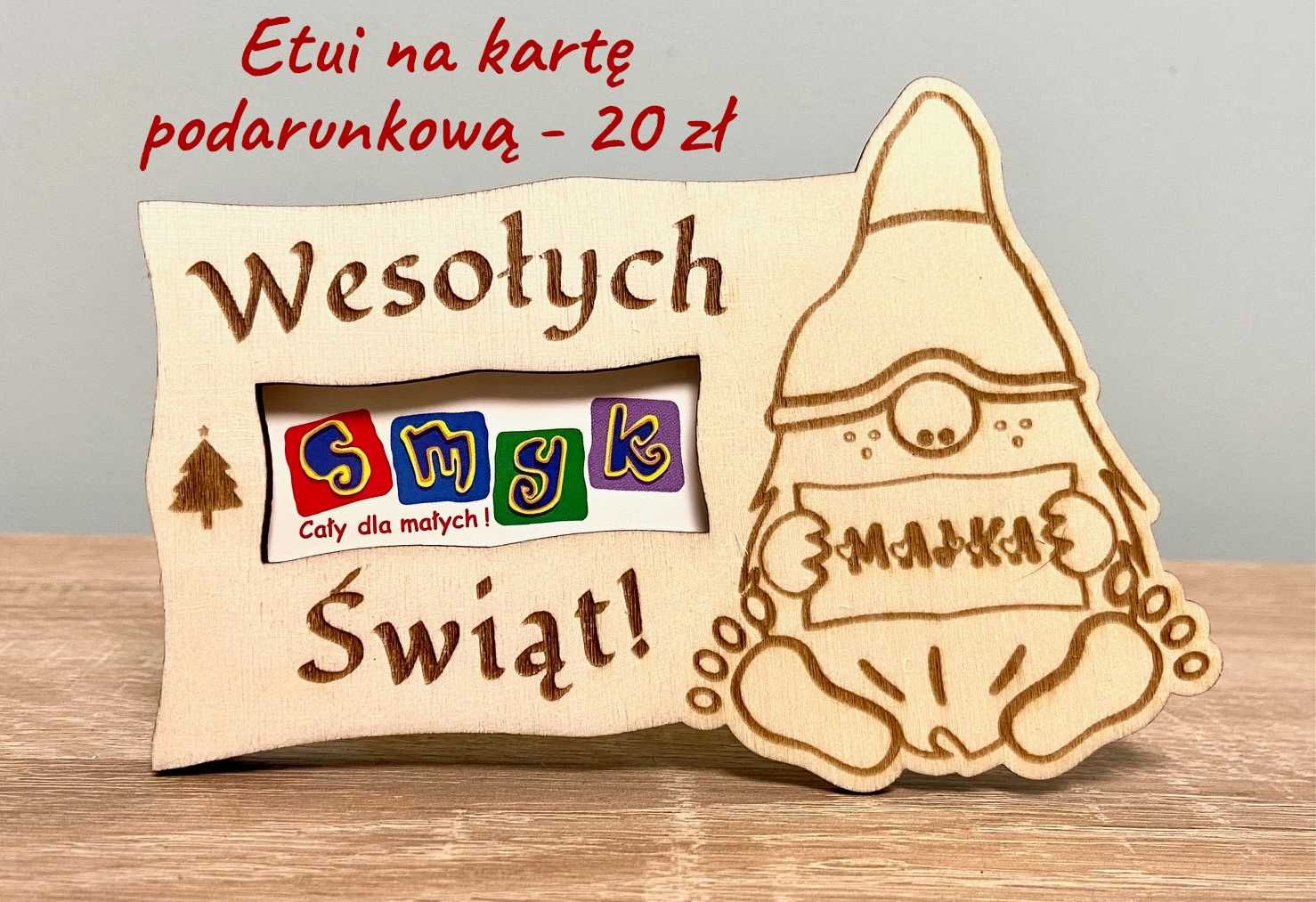 Drewniane etui na kartę podarunkową, prezent na święta, personalizacja