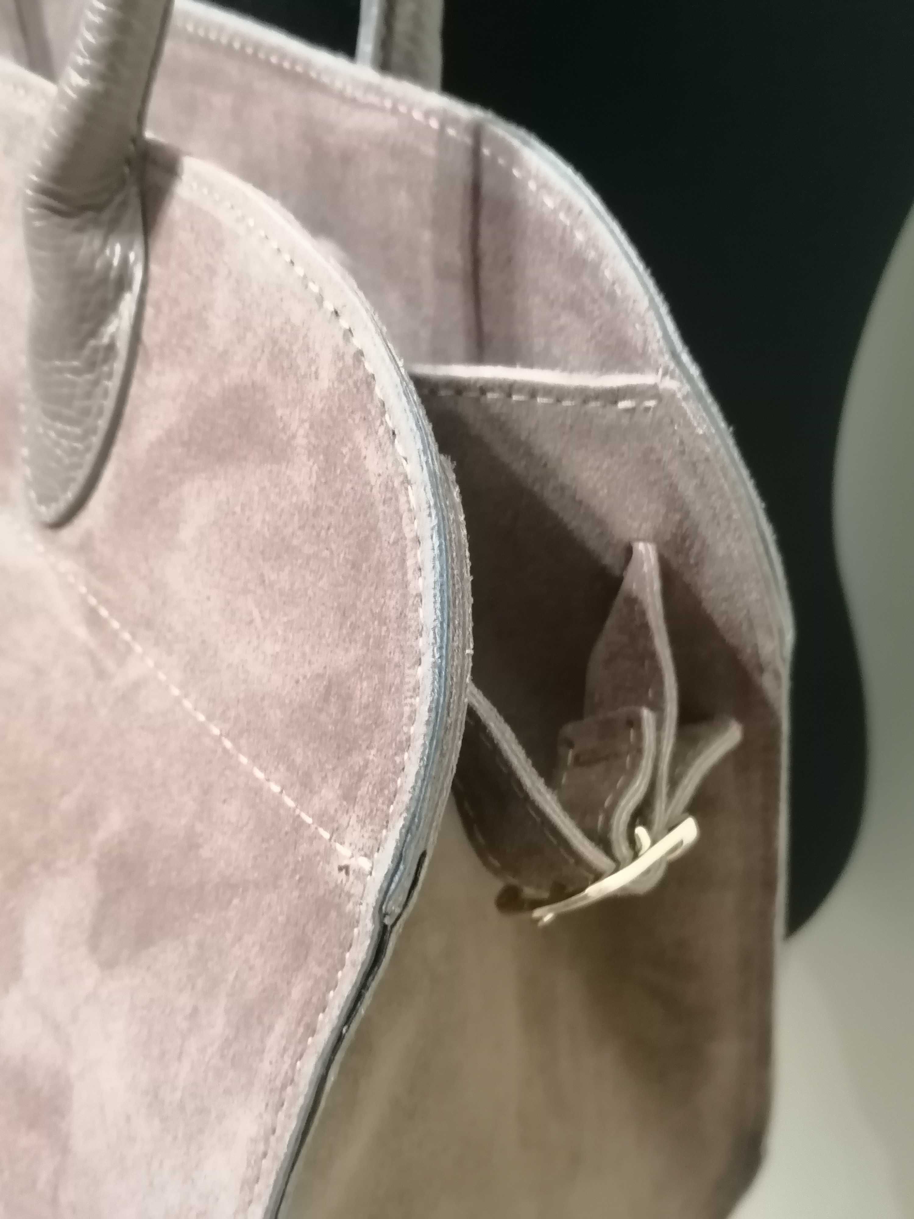 Torebka Genuine Leather Borse in Pelle Shopper Kufer skórzana zamsz