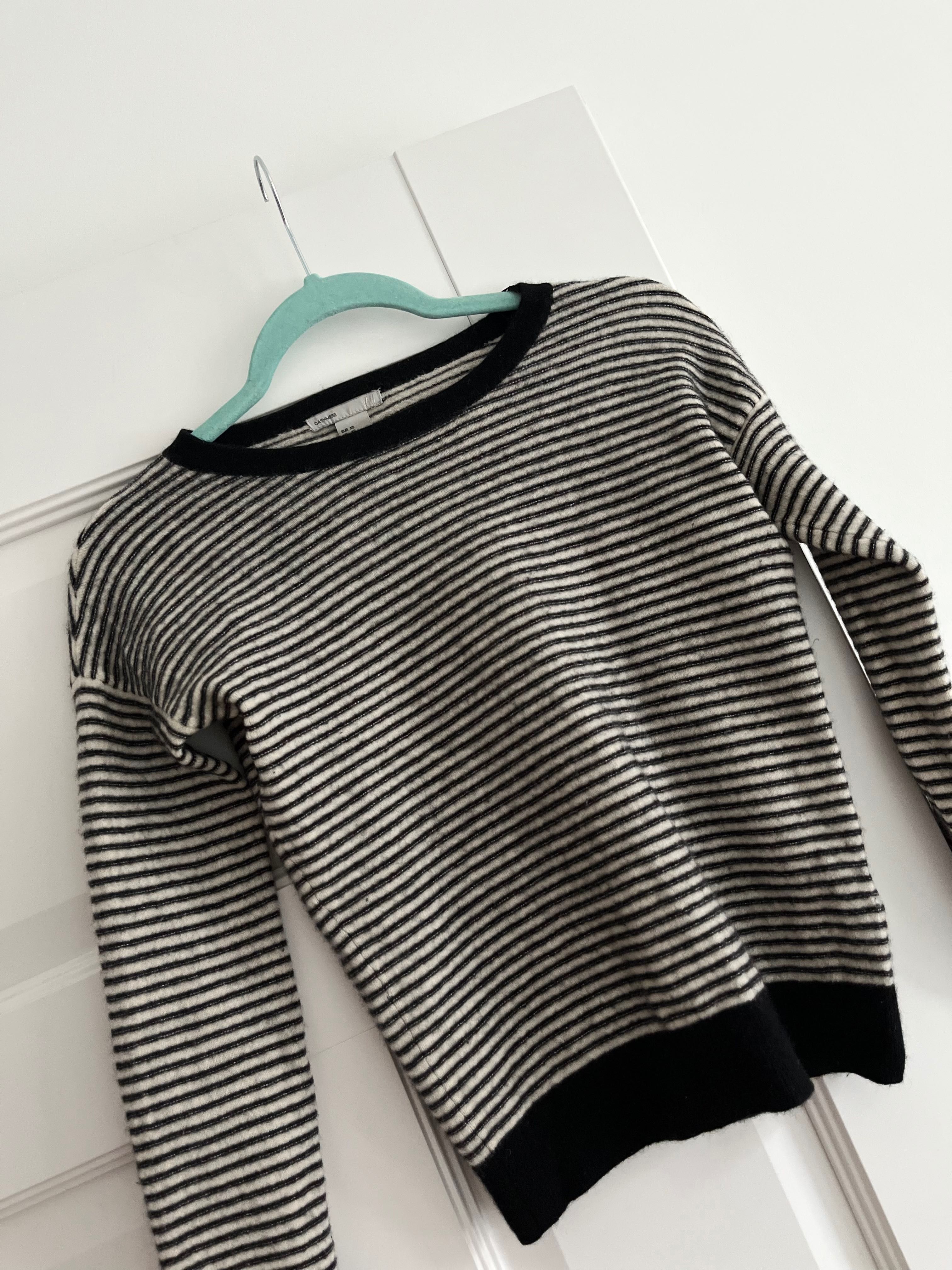 H&M Piękny, kaszmirowy sweter w paski kaszmir XS