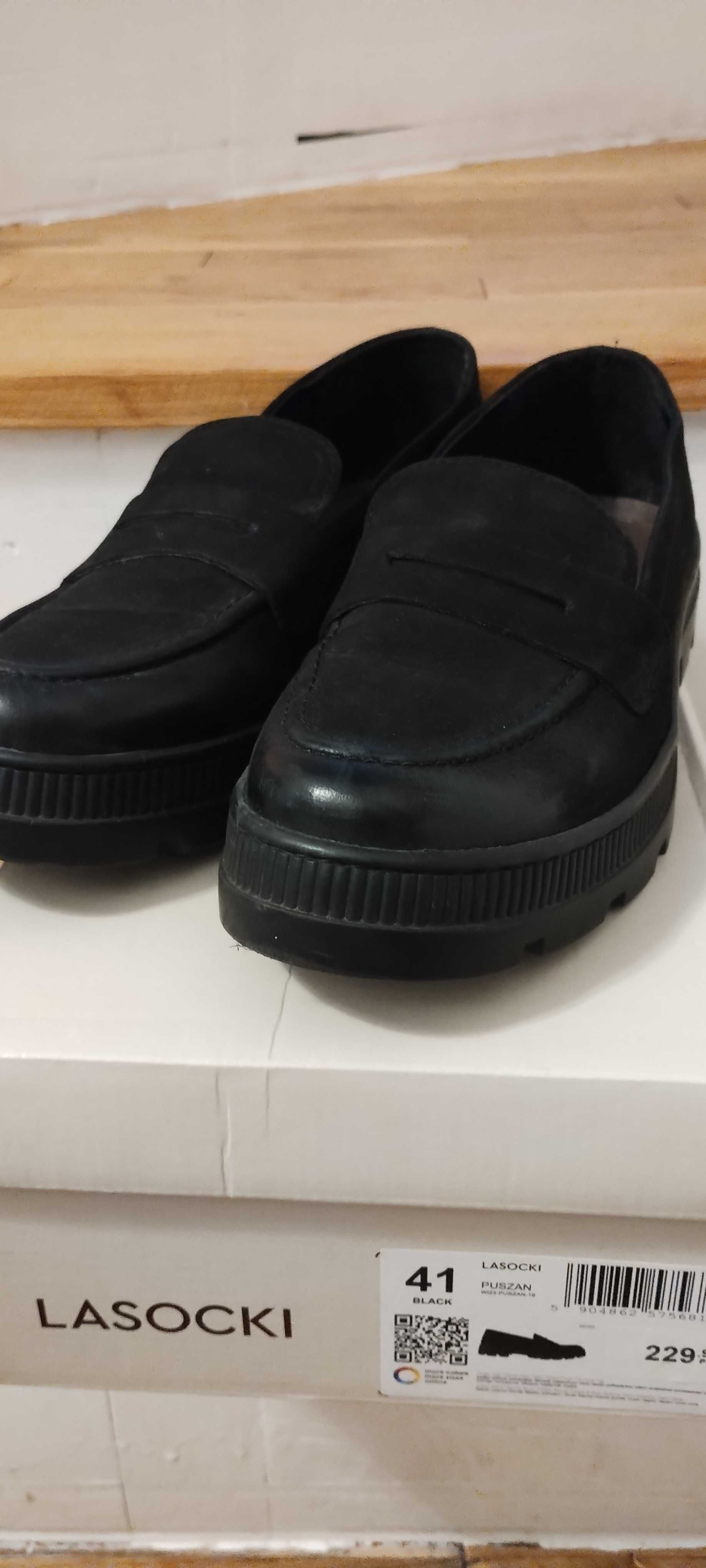 buty skórzane czarne Lasocki 40 41