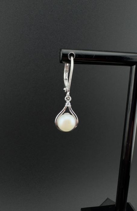 Kolczyki wiszące srebrne pr.925 z perłą