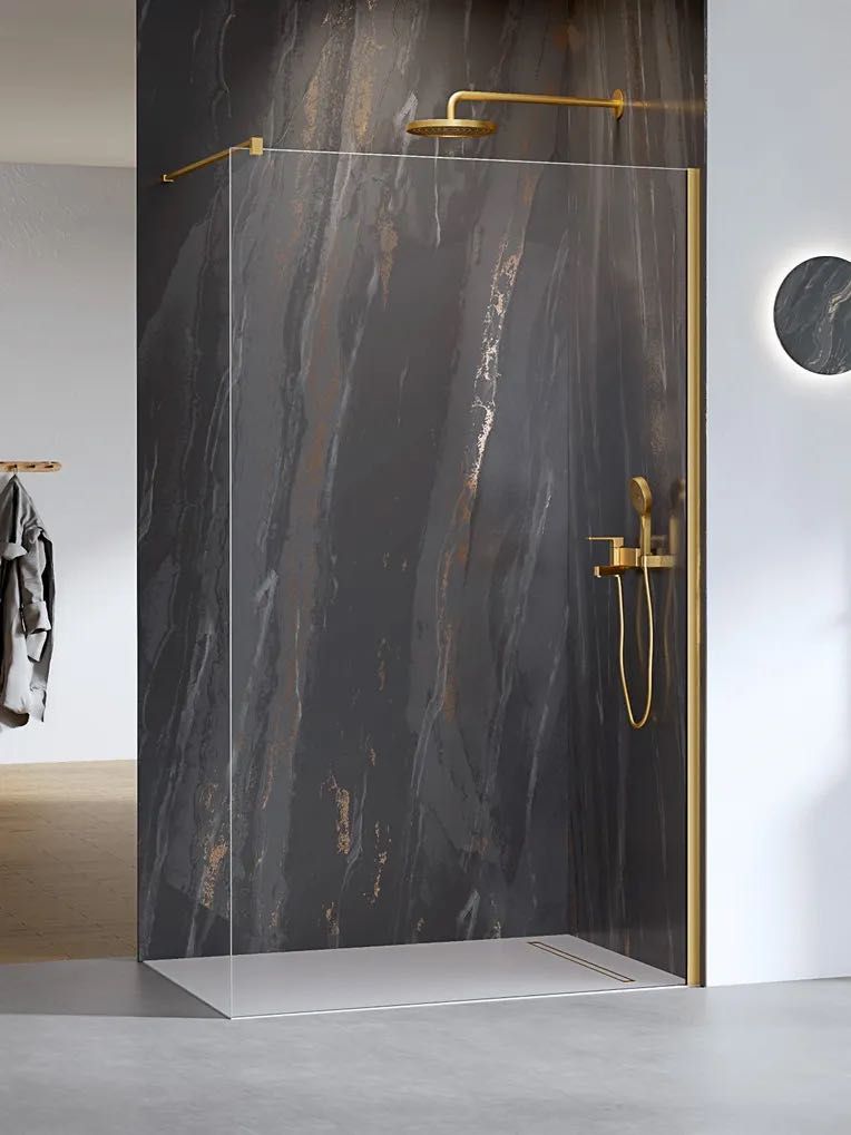 Kabina NESTA WALK-IN 120/200 Złoto szczotkowane