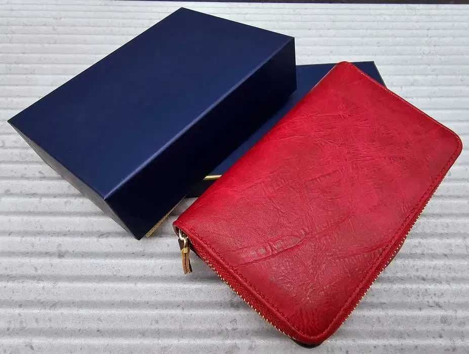 Czerwony damski nowy portfel pojemny