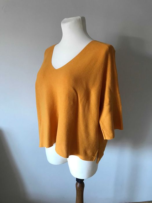 Tunika żółta oversive bluzka z dzianiny sweter nietoperz r. 38 / 40